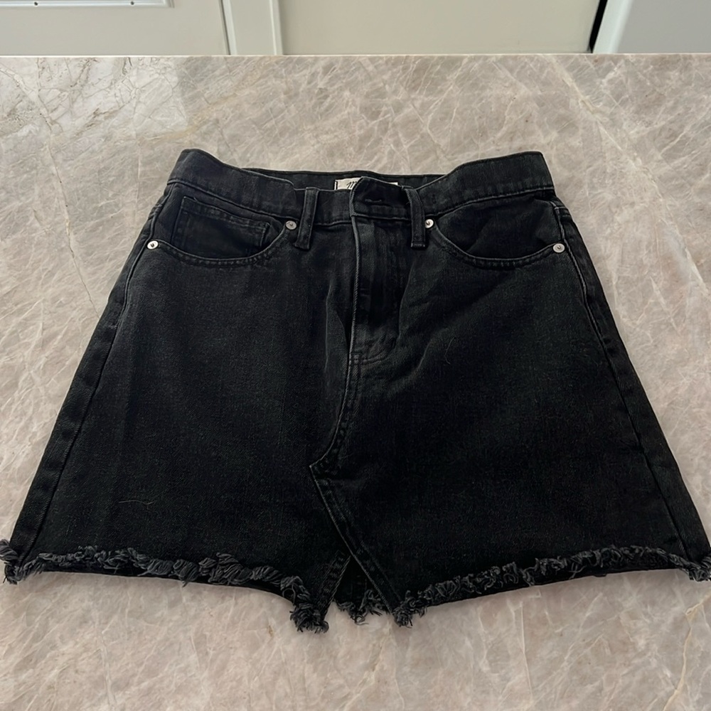 NWT Madewell Black Rigid Denim Mini Skirt 4